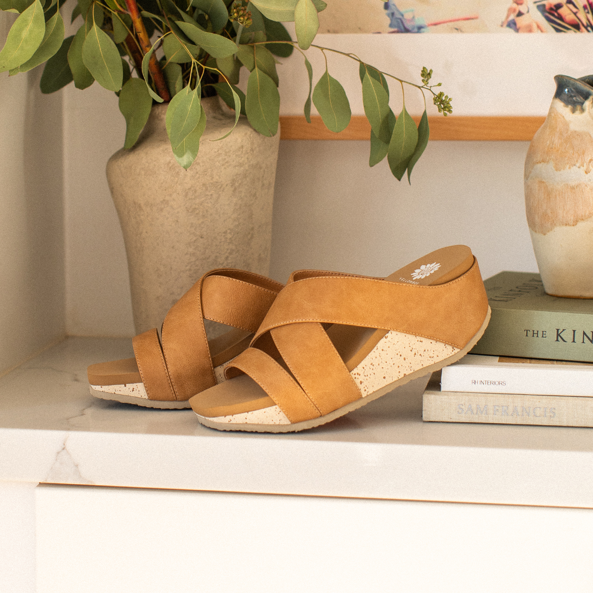 Yellow Box Footwear Chela Crossband Wedge Sandal - Sand