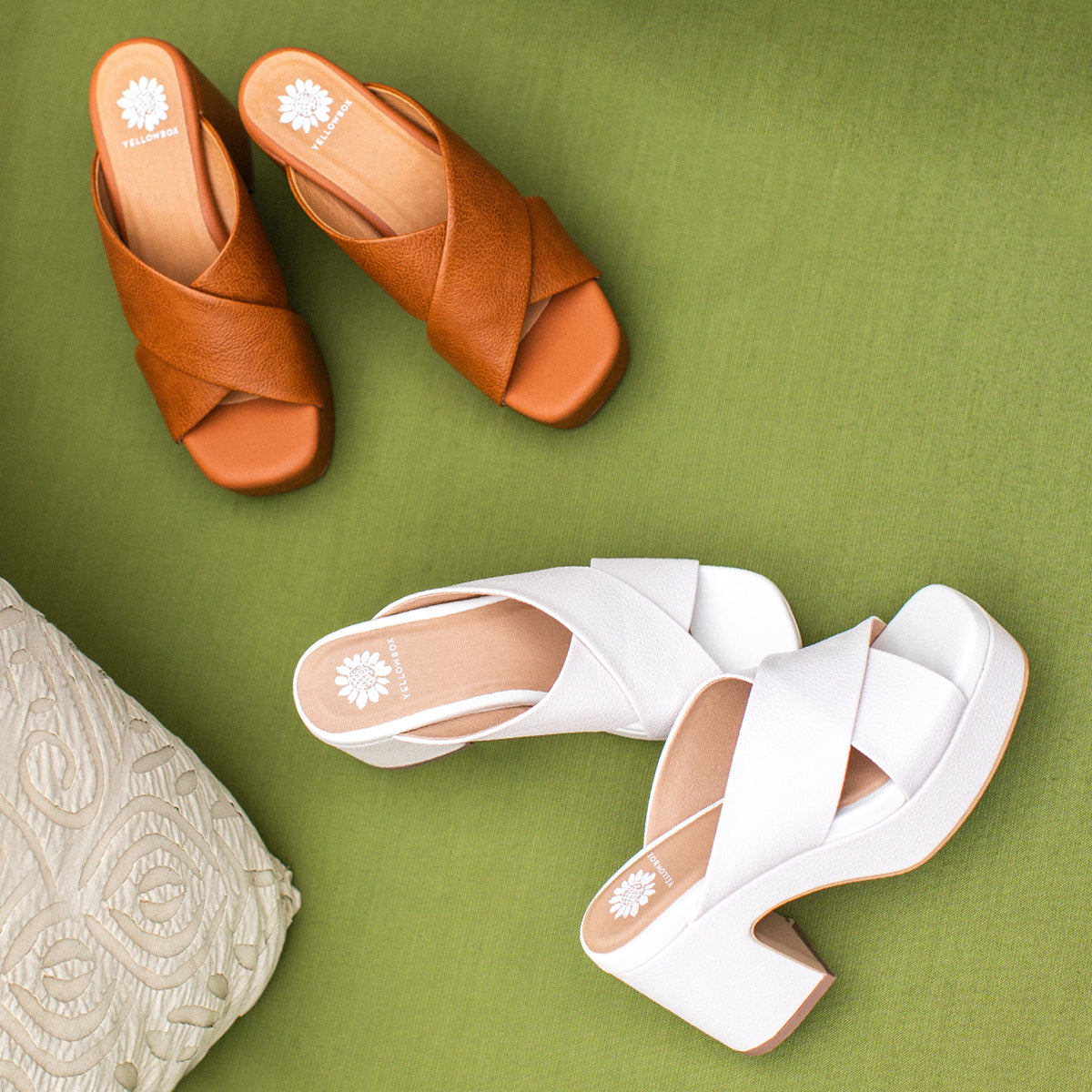 Yellow Box Footwear Ovilia Platform Heell - Ivory