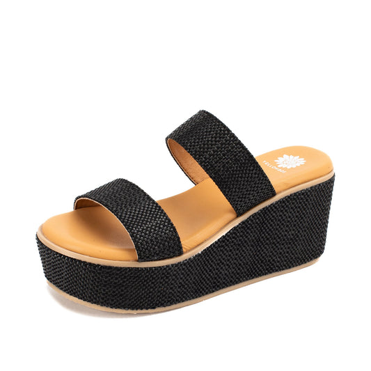 Yellow Box Footwear Inisa Wedge Sandal - Black