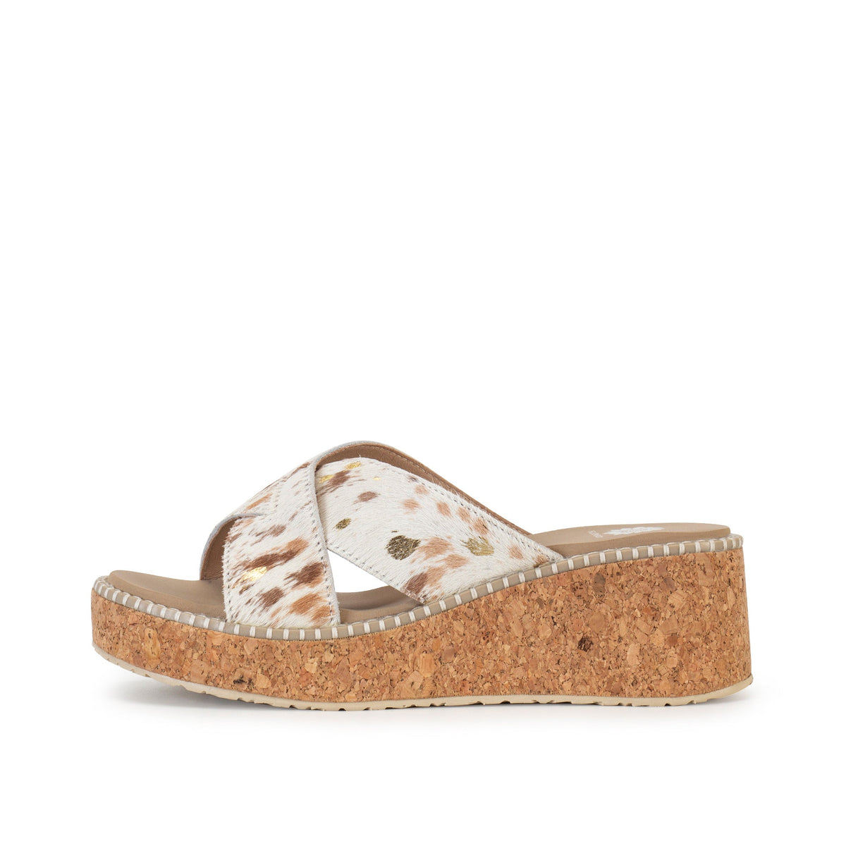 Yellow Box Footwear Venture Cork Wedge Sandal - White Multi