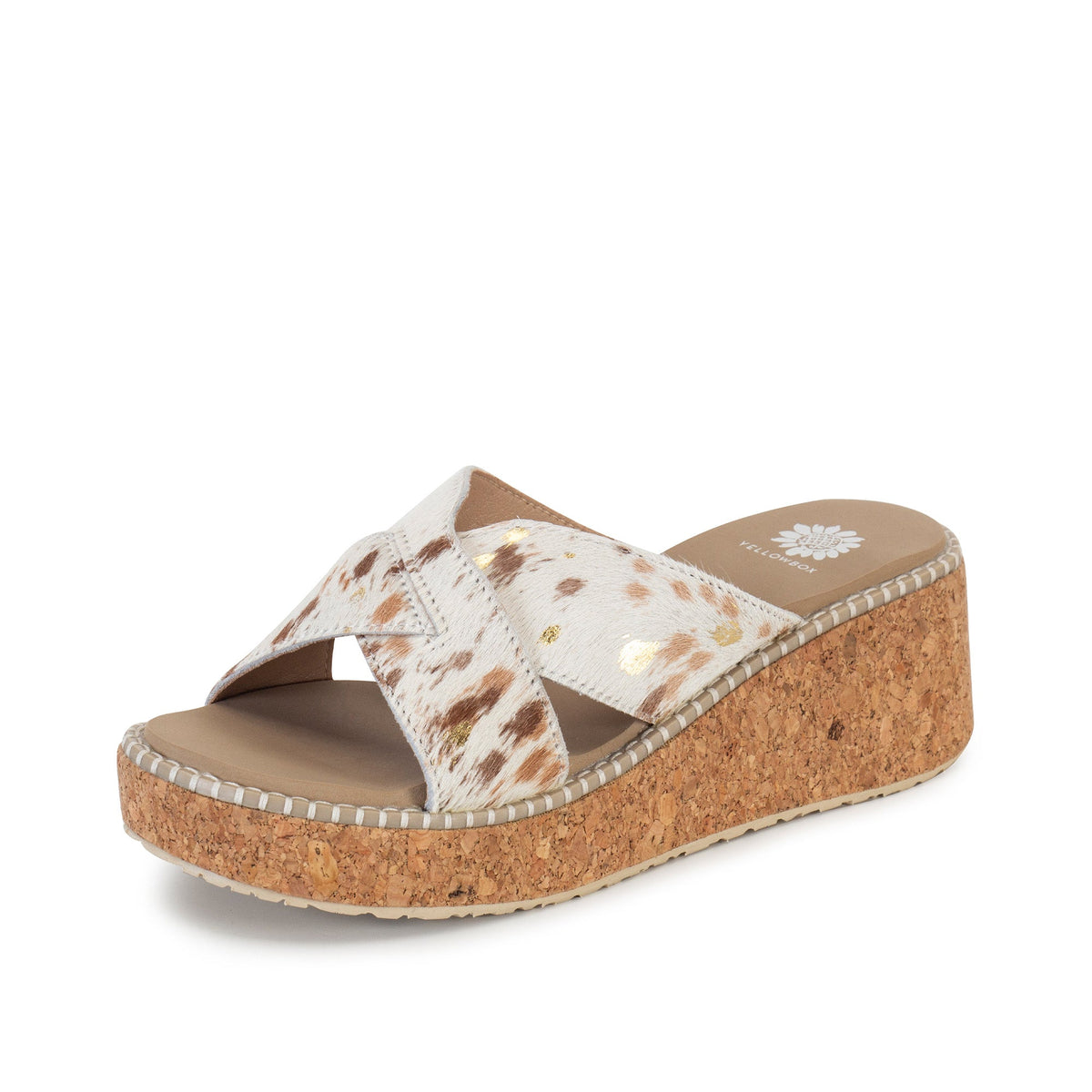 Yellow Box Footwear Venture Cork Wedge Sandal - White Multi