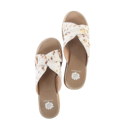 Yellow Box Footwear Venture Cork Wedge Sandal - White Multi