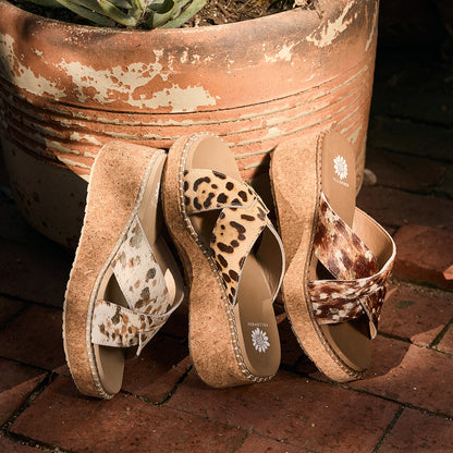 Yellow Box Footwear Venture Cork Wedge Sandal - White Multi