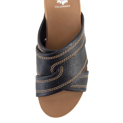 Yellow Box Footwear Alice Cork Wedge Sandal - Black