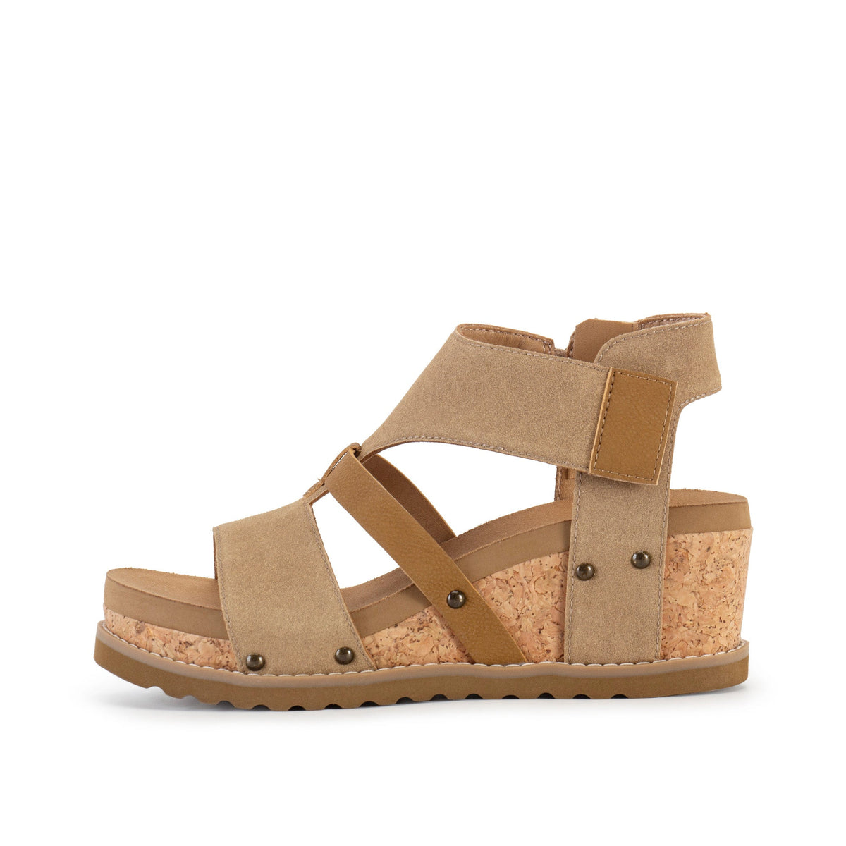 Yellow Box Footwear Adris Cork Wedge Sandal - Taupe