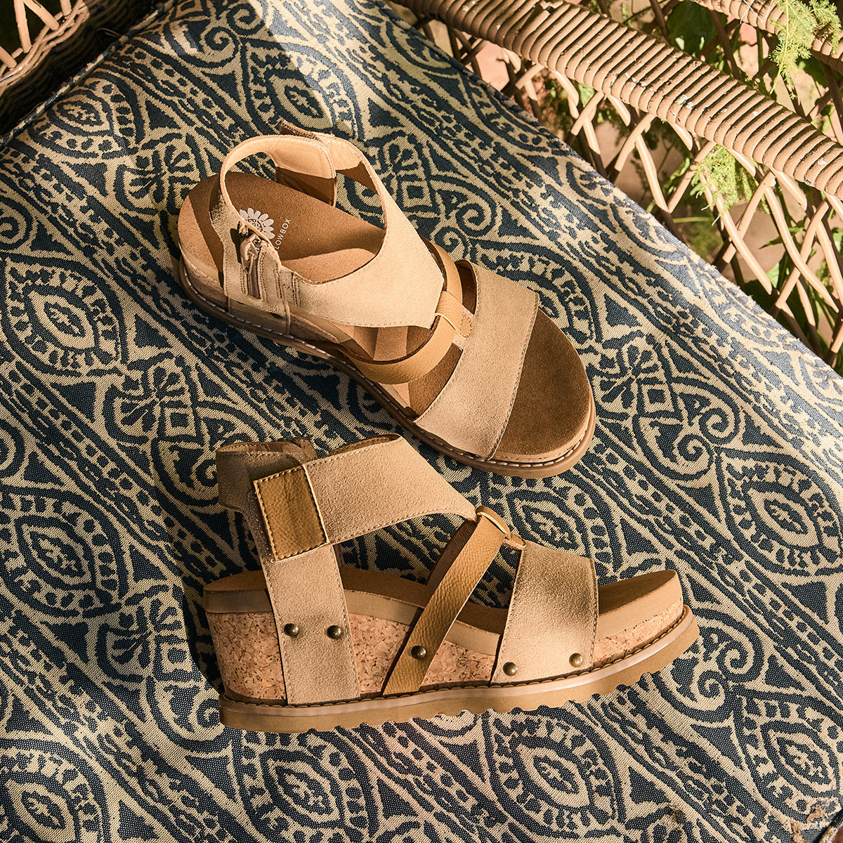 Yellow Box Footwear Adris Cork Wedge Sandal - Taupe