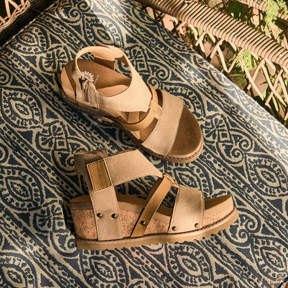 Yellow Box Footwear Adris Cork Wedge Sandal - Taupe