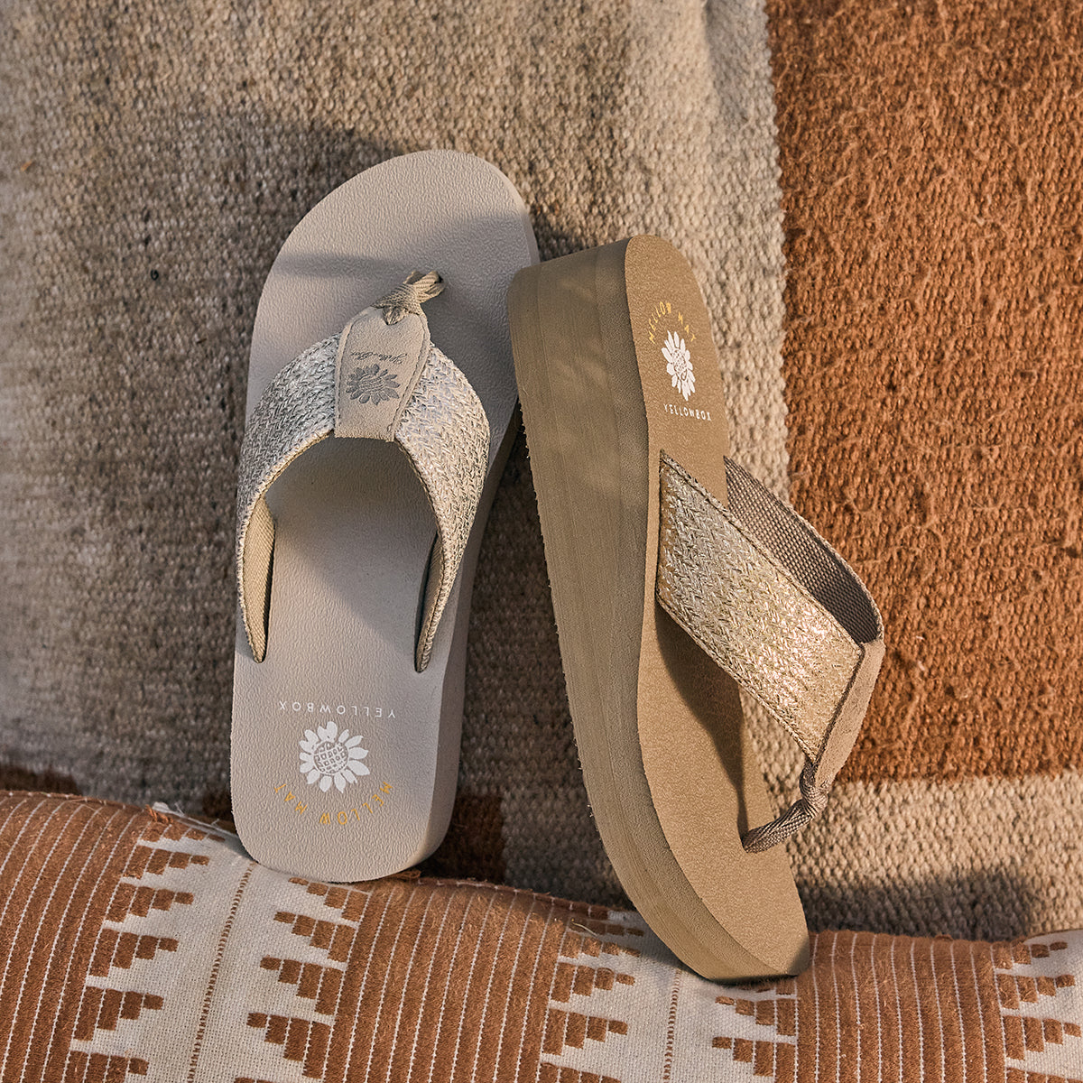 Yellow Box Footwear Leyla Wedge Sandal - Ivory