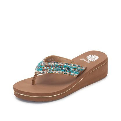 Yellow Box Footwear Sari Wedge Sandal - Emerald Multi