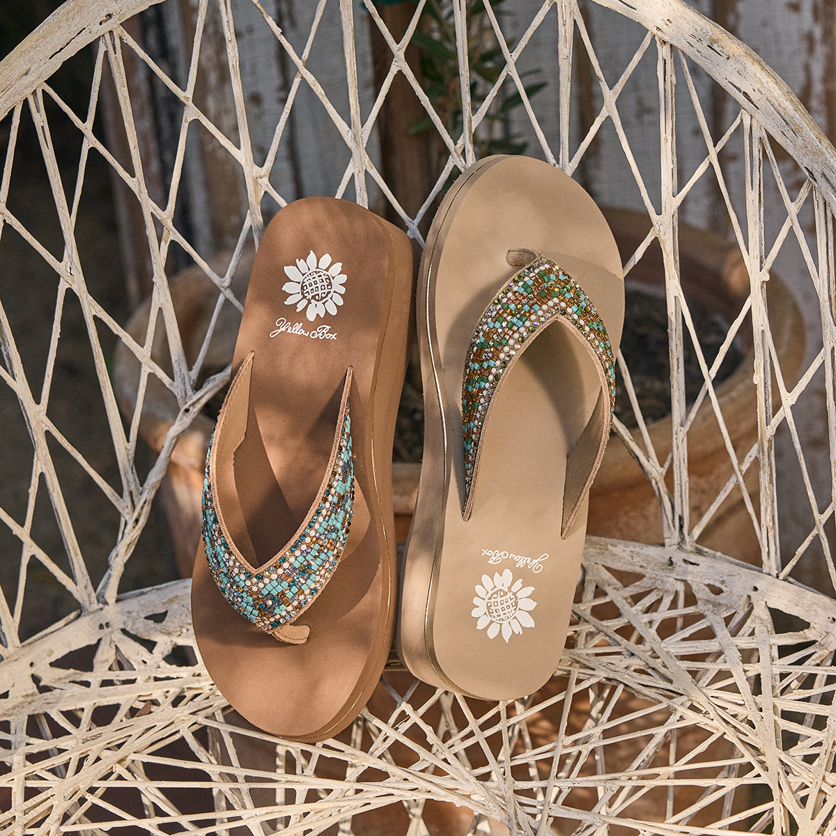 Yellow Box Footwear Sari Wedge Sandal - Emerald Multi