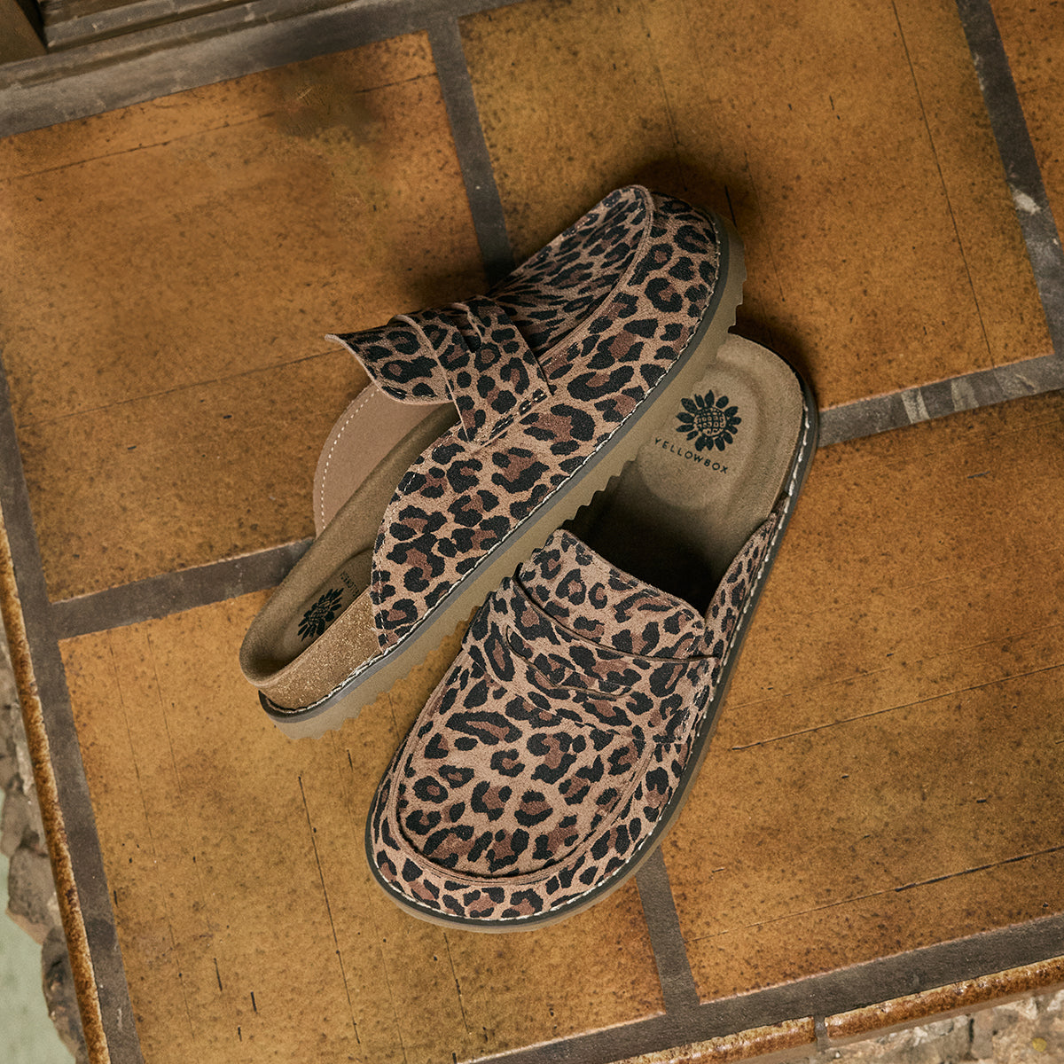Yellow Box Footwear Mila Suede Loafer Mule Clog - Leopard