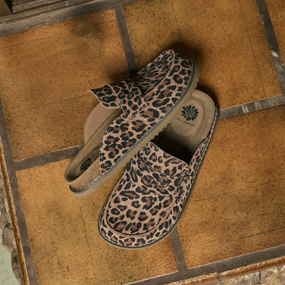 Yellow Box Footwear Mila Suede Loafer Mule Clog - Leopard