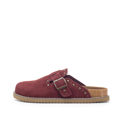 Yellow Box Footwear Mirage Studded Suede Clog - Burgundy