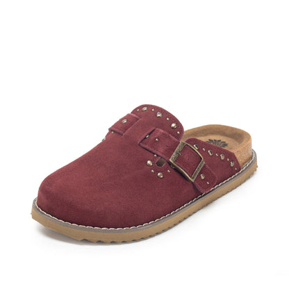 Yellow Box Footwear Mirage Studded Suede Clog - Burgundy