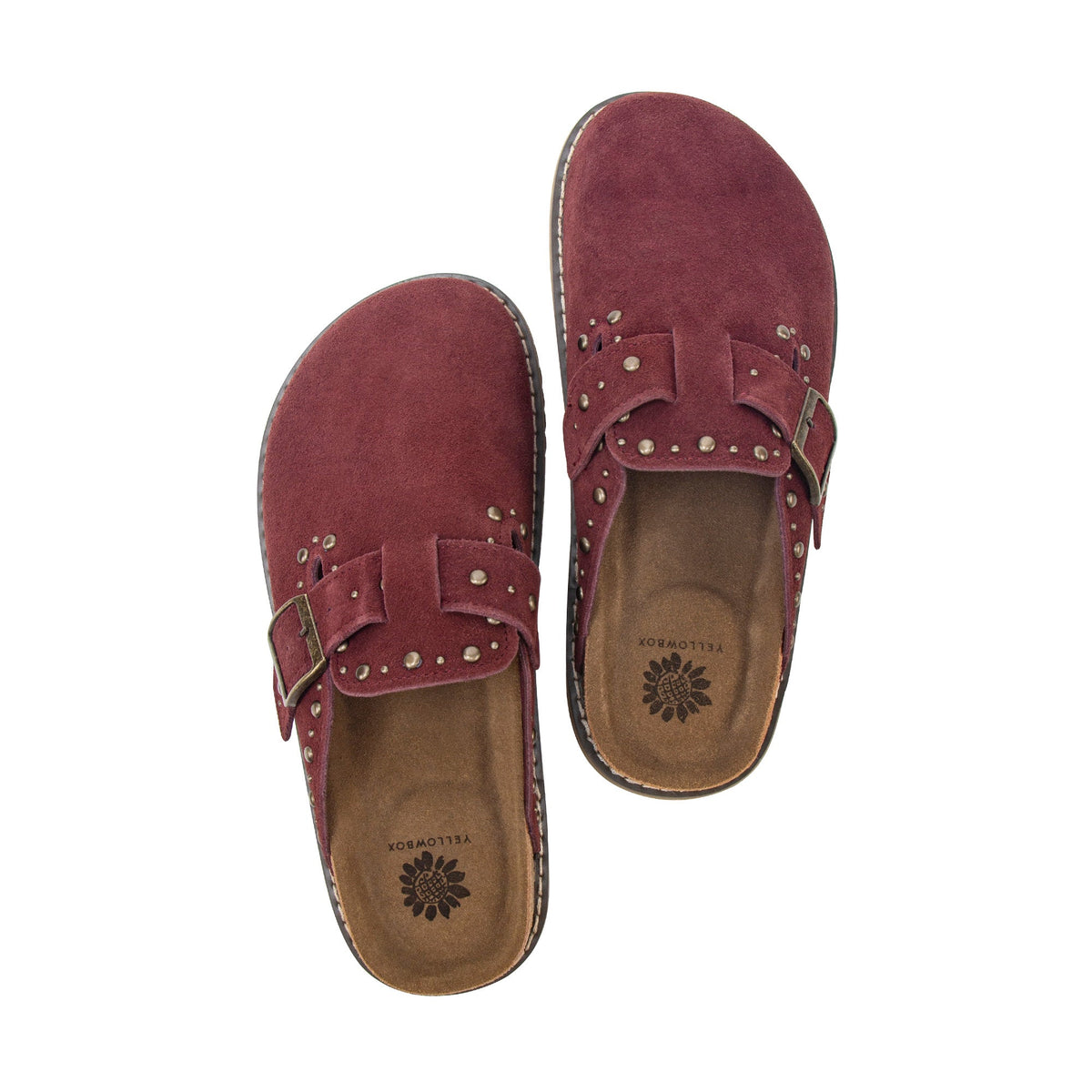Yellow Box Footwear Mirage Studded Suede Clog - Burgundy