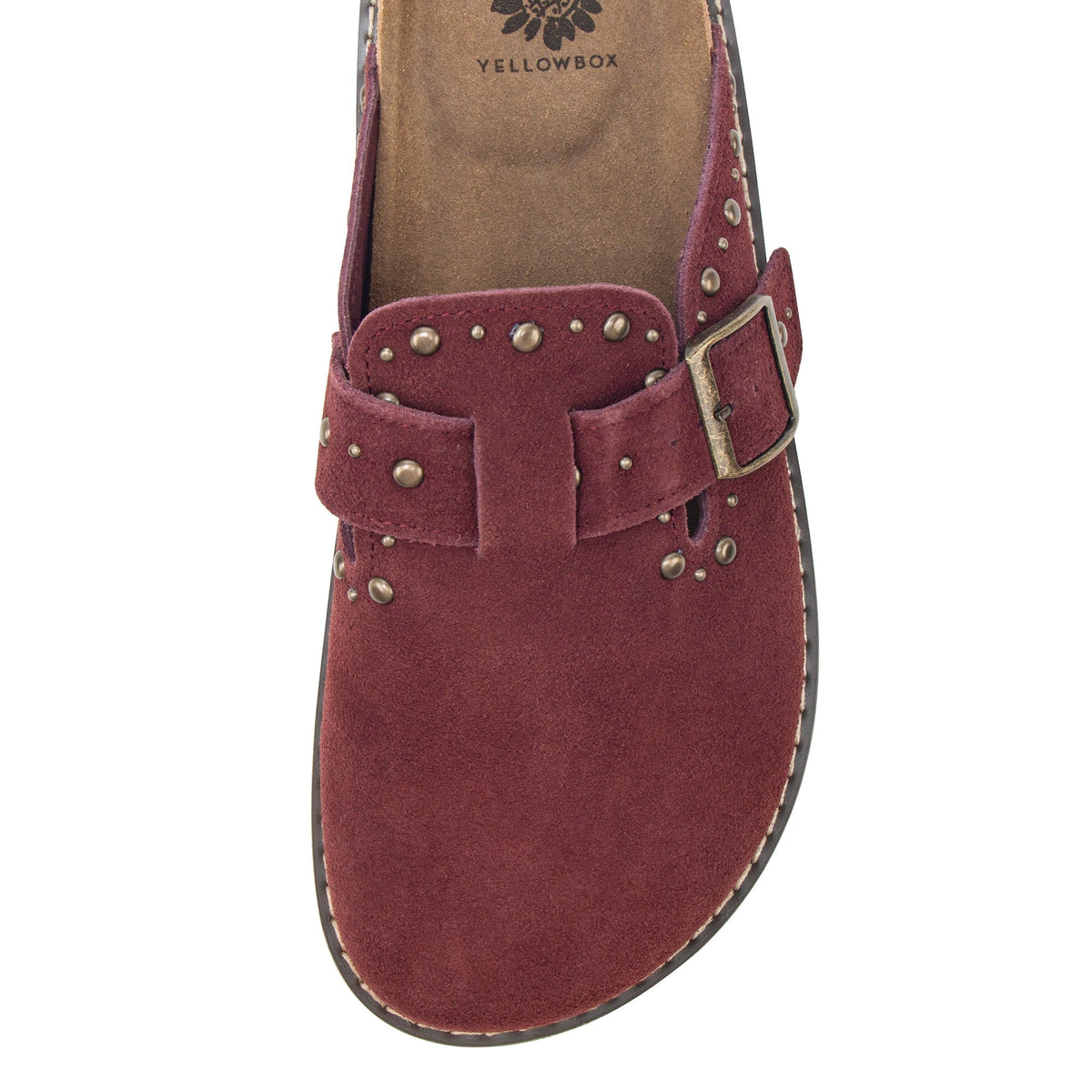 Yellow Box Footwear Mirage Studded Suede Clog - Burgundy