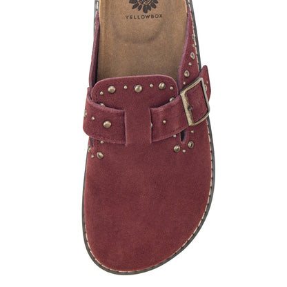 Yellow Box Footwear Mirage Studded Suede Clog - Burgundy