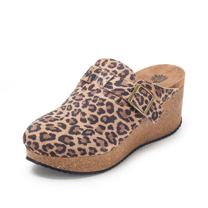 Yellow Box Footwear Mulani Suede Wedge Clog - Leopard
