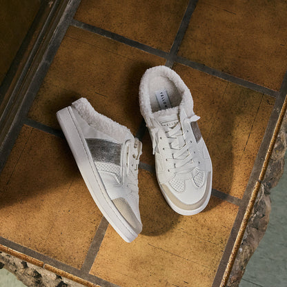 Yellow Box Footwear Corbin Shearling Mule Sneaker - White