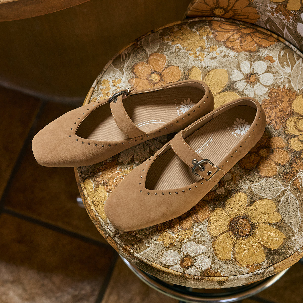 Yellow Box Footwear Carina Mary-Jane Flat - Almond