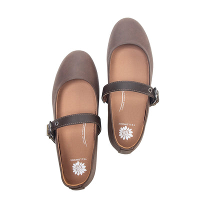Yellow Box Footwear Elysia Mary-Jane Ballet Flat - Chocolate