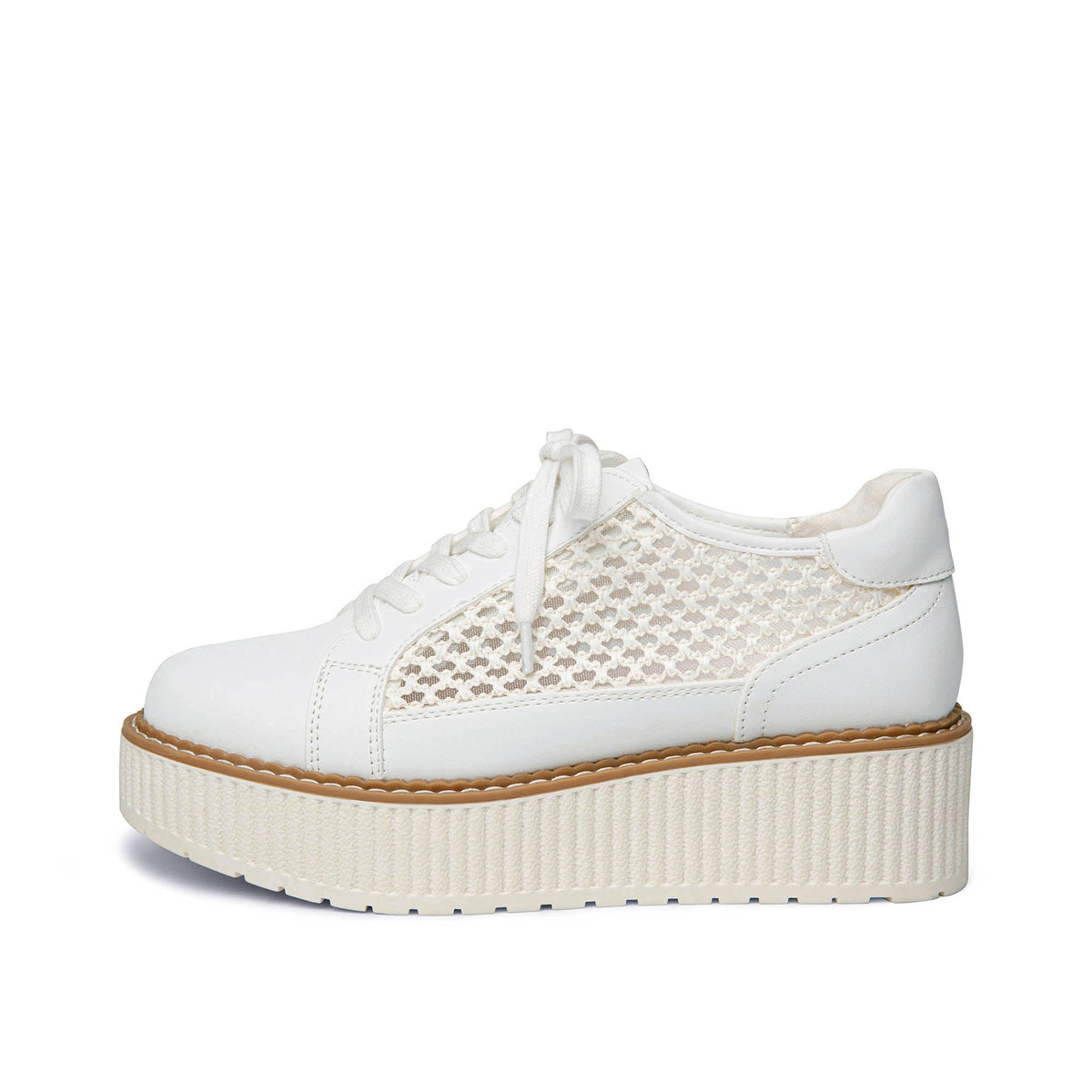 Yellow Box Footwear Mercer Mesh Flatform Sneaker - White