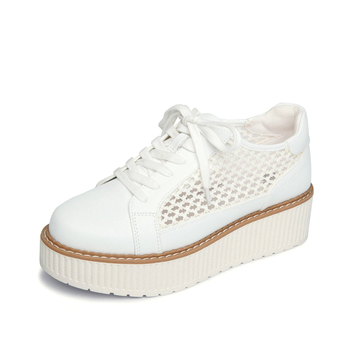 Yellow Box Footwear Mercer Mesh Flatform Sneaker - White