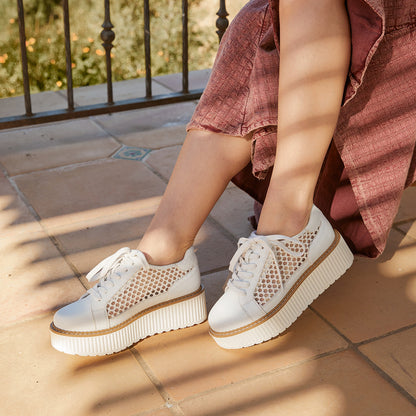 Yellow Box Footwear Mercer Mesh Flatform Sneaker - White