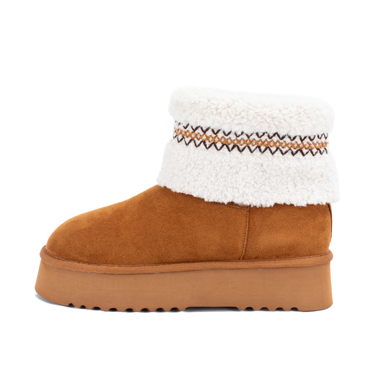 Yellow Box Footwear Hiraya Shearling Flatform Boot - Chestnut