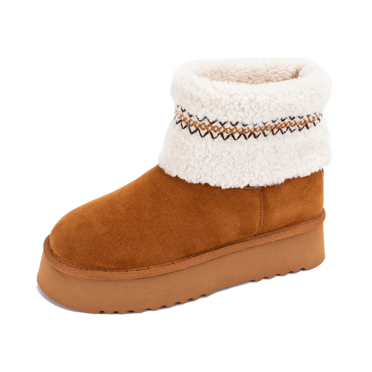 Yellow Box Footwear Hiraya Shearling Flatform Boot - Chestnut