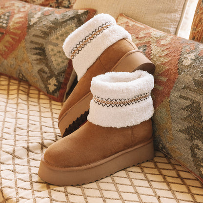 Yellow Box Footwear Hiraya Shearling Flatform Boot - Chestnut