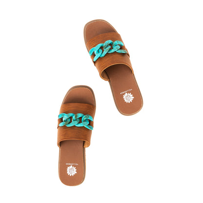 Yellow Box Footwear Alora Wedge Slide - Tan Multi
