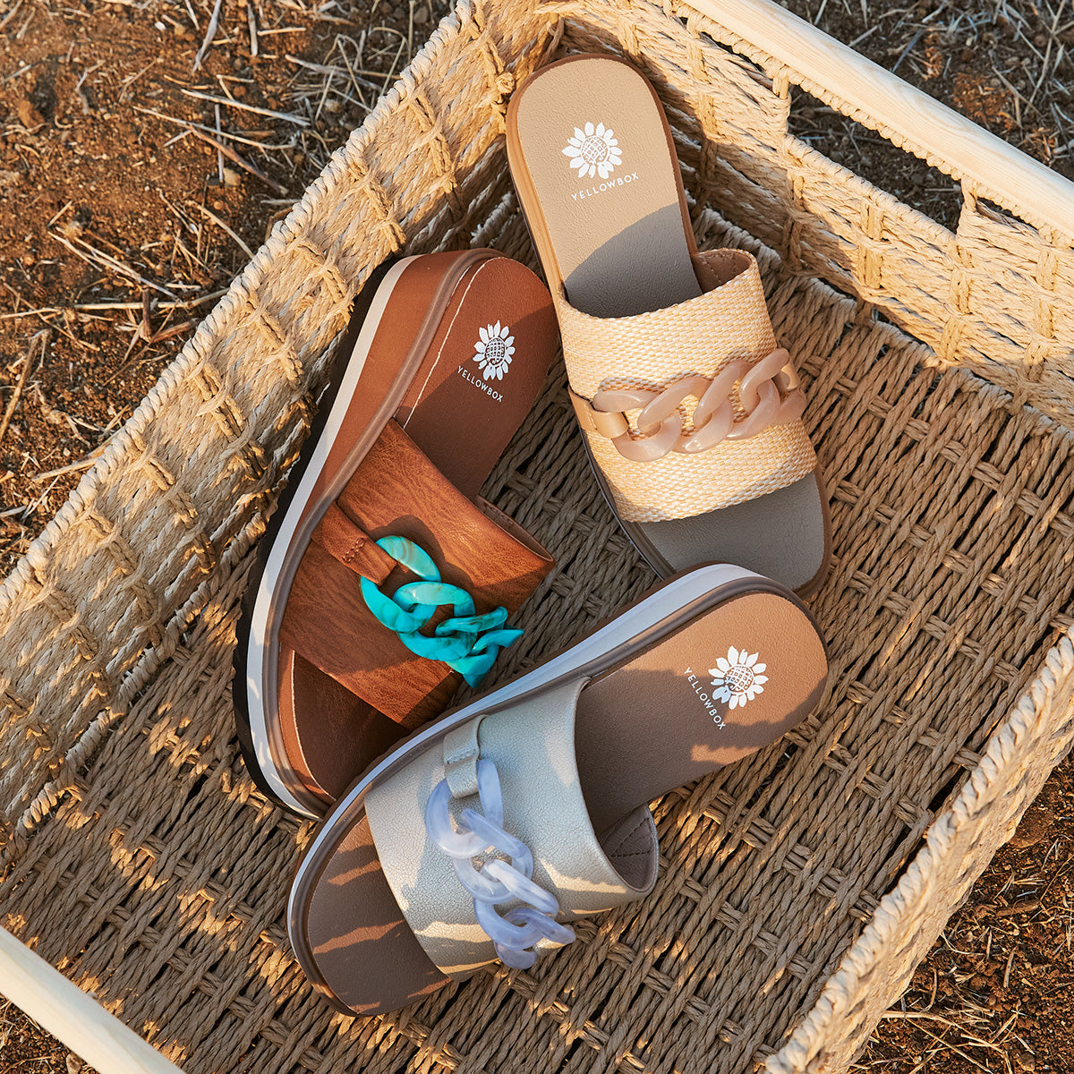 Yellow Box Footwear Alora Wedge Slide - Tan Multi