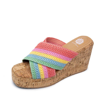 Yellow Box Footwear Halva Wedge Sandal - Pink Multi