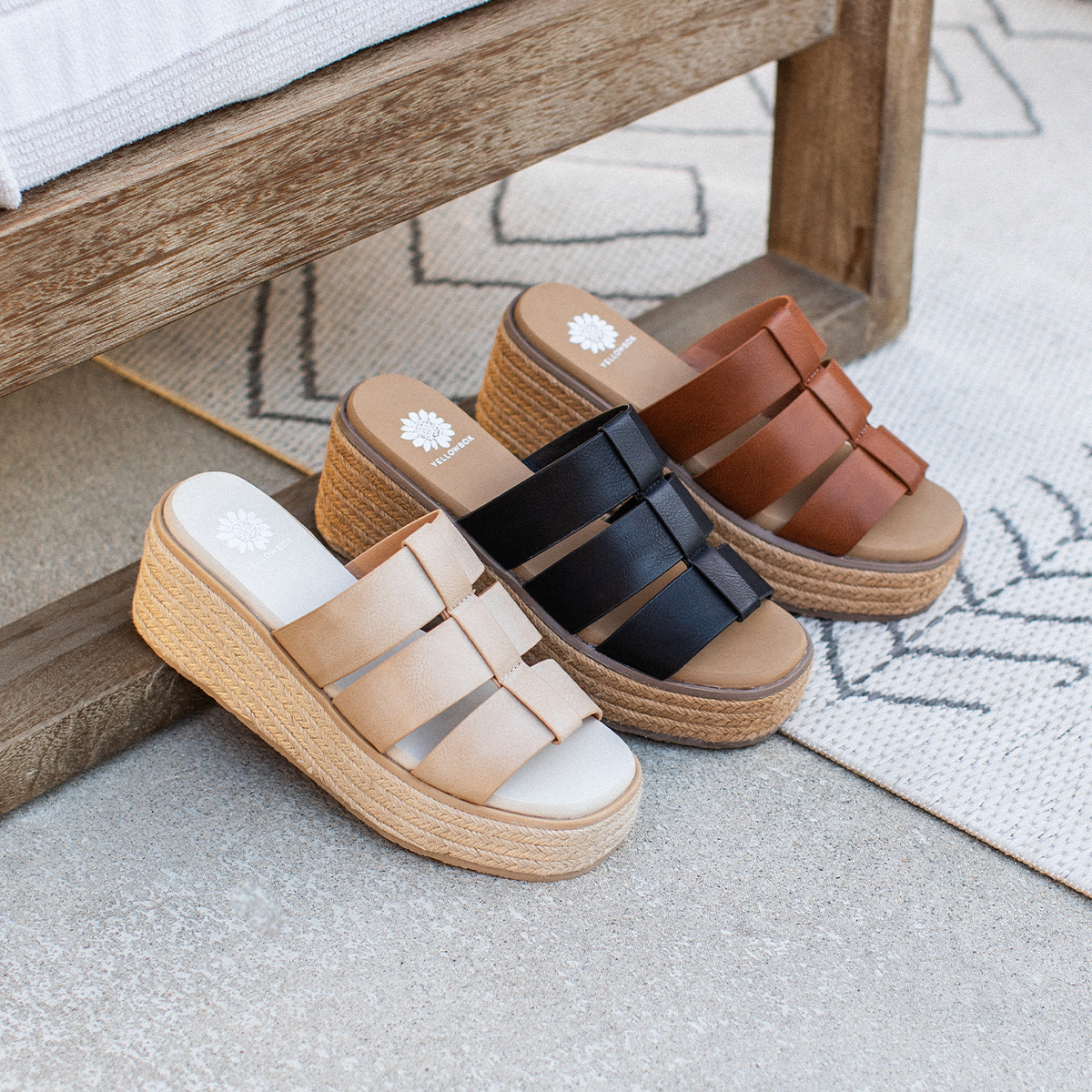 Yellow Box Footwear Joy Platform Wedge - Natural