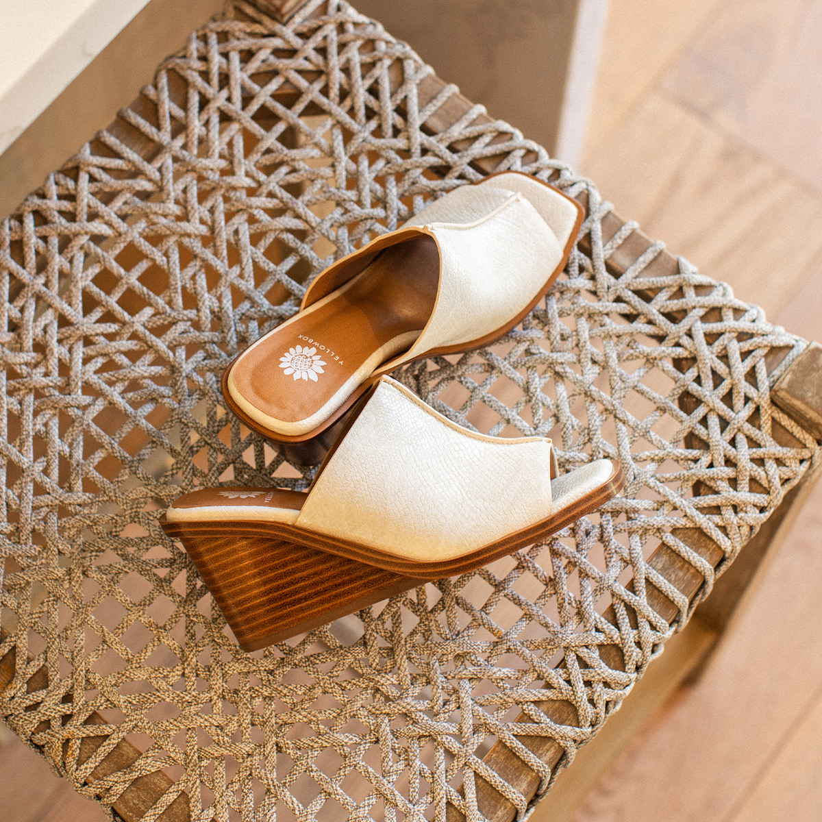 Yellow Box Footwear Vellore Wedge Sandal - White Multi