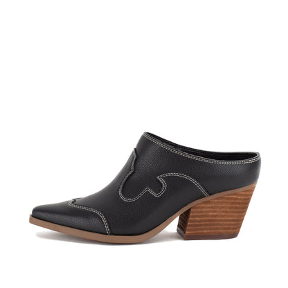 Yellow Box Footwear Cyan Heeled Mule - Black