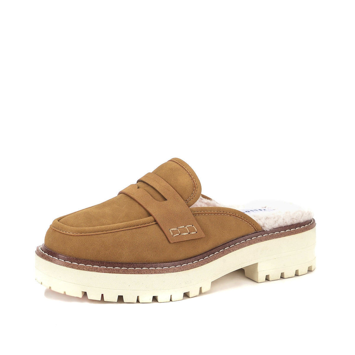 Yellow Box Footwear Shareen Shearling Loafer Mule - Almond