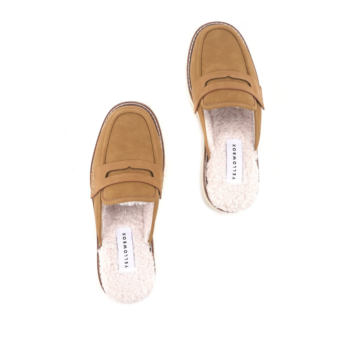 Yellow Box Footwear Shareen Shearling Loafer Mule - Almond