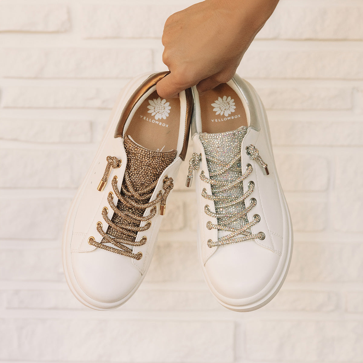Yellow Box Footwear Earl Rhinestone Sneaker - Bronze