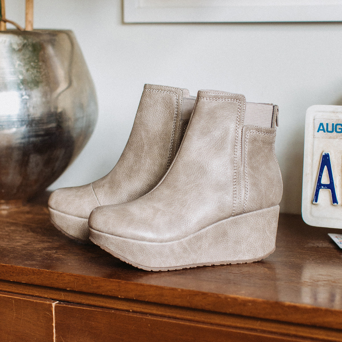 Yellow Box Footwear Brittany Wedge Ankle Boot - Taupe