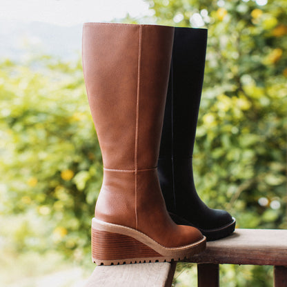 Yellow Box Footwear Adrena Tall Wedge Boot - Black