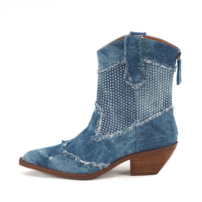 Yellow Box Footwear Lagos Rhinestone Boot - Denim