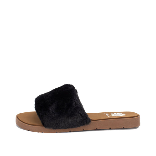 Yellow Box Footwear Felah Fur Sandal - Black