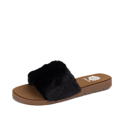 Yellow Box Footwear Felah Fur Sandal - Black