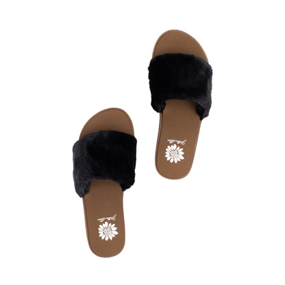 Yellow Box Footwear Felah Fur Sandal - Black