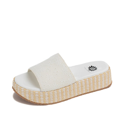 Yellow Box Footwear Anatto Flatform Slide - White