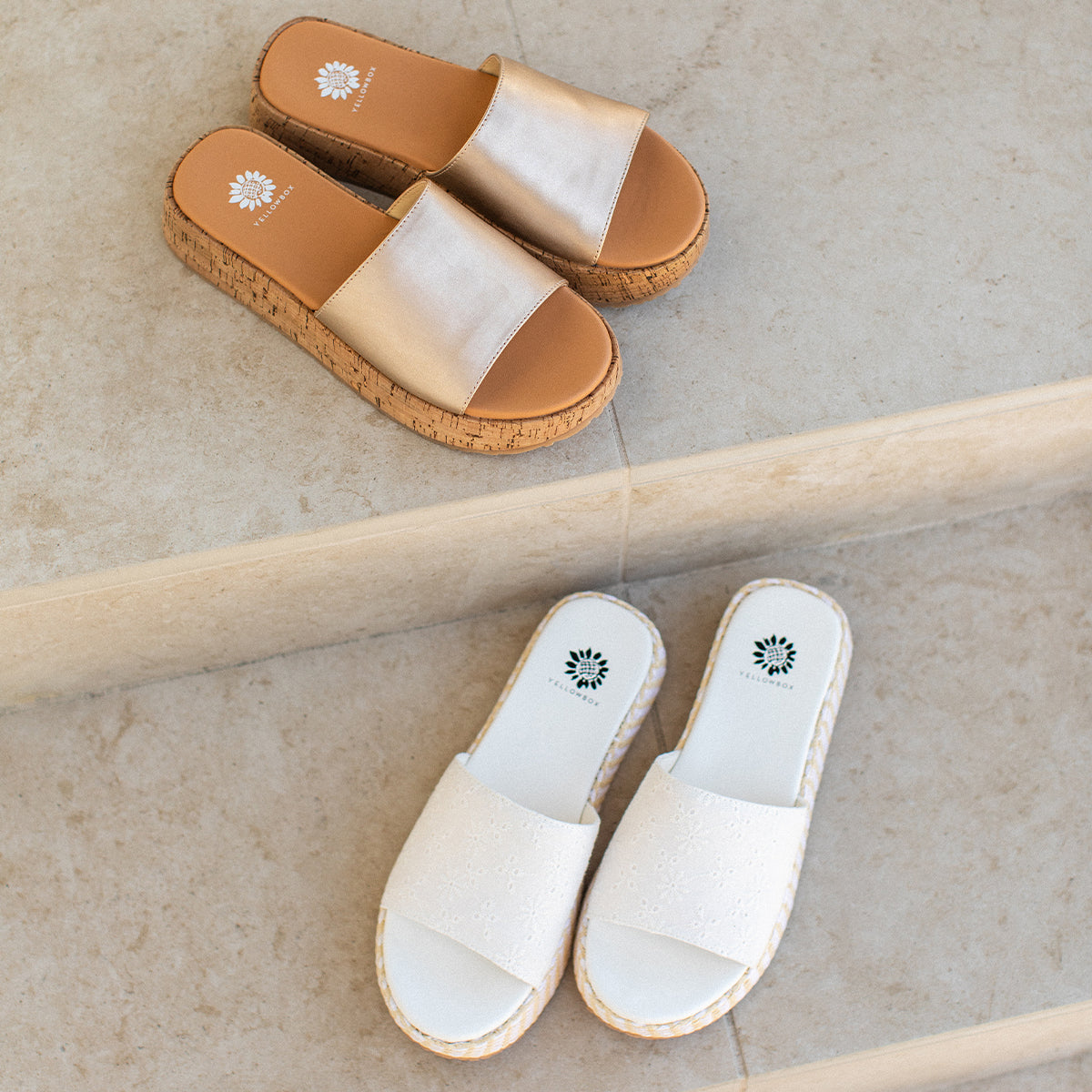 Yellow Box Footwear Anatto Flatform Slide - White