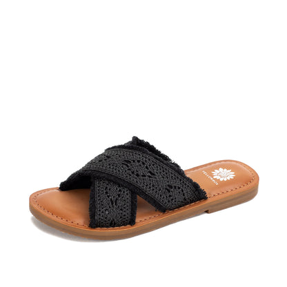 Yellow Box Footwear Deska Raffia Sandal - Black