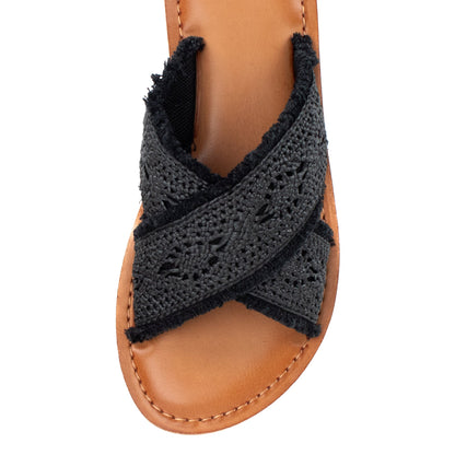 Yellow Box Footwear Deska Raffia Sandal - Black